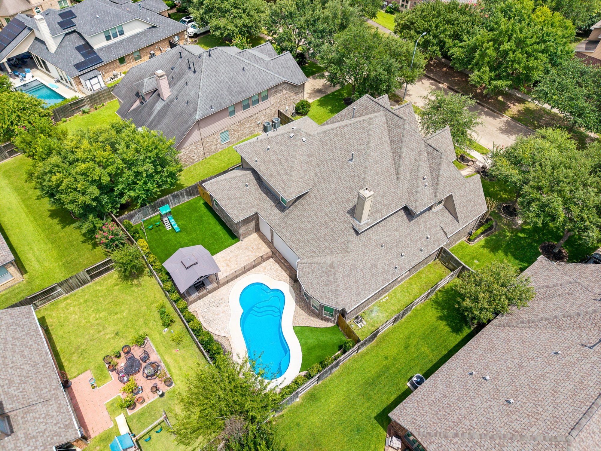 Aerial drone photograph of a Houston property