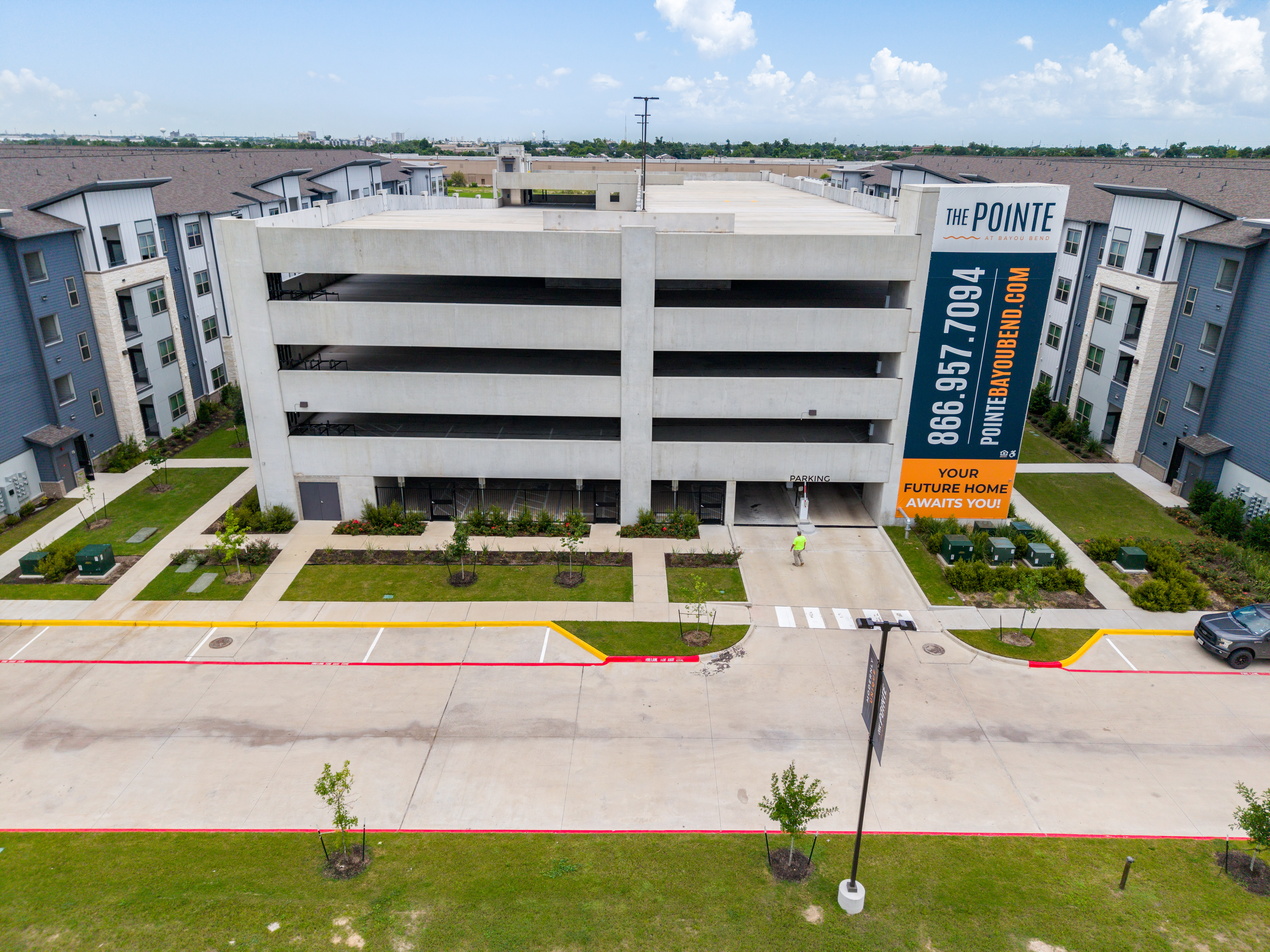 Aerial photograph of a Bank of America branch and parking lot