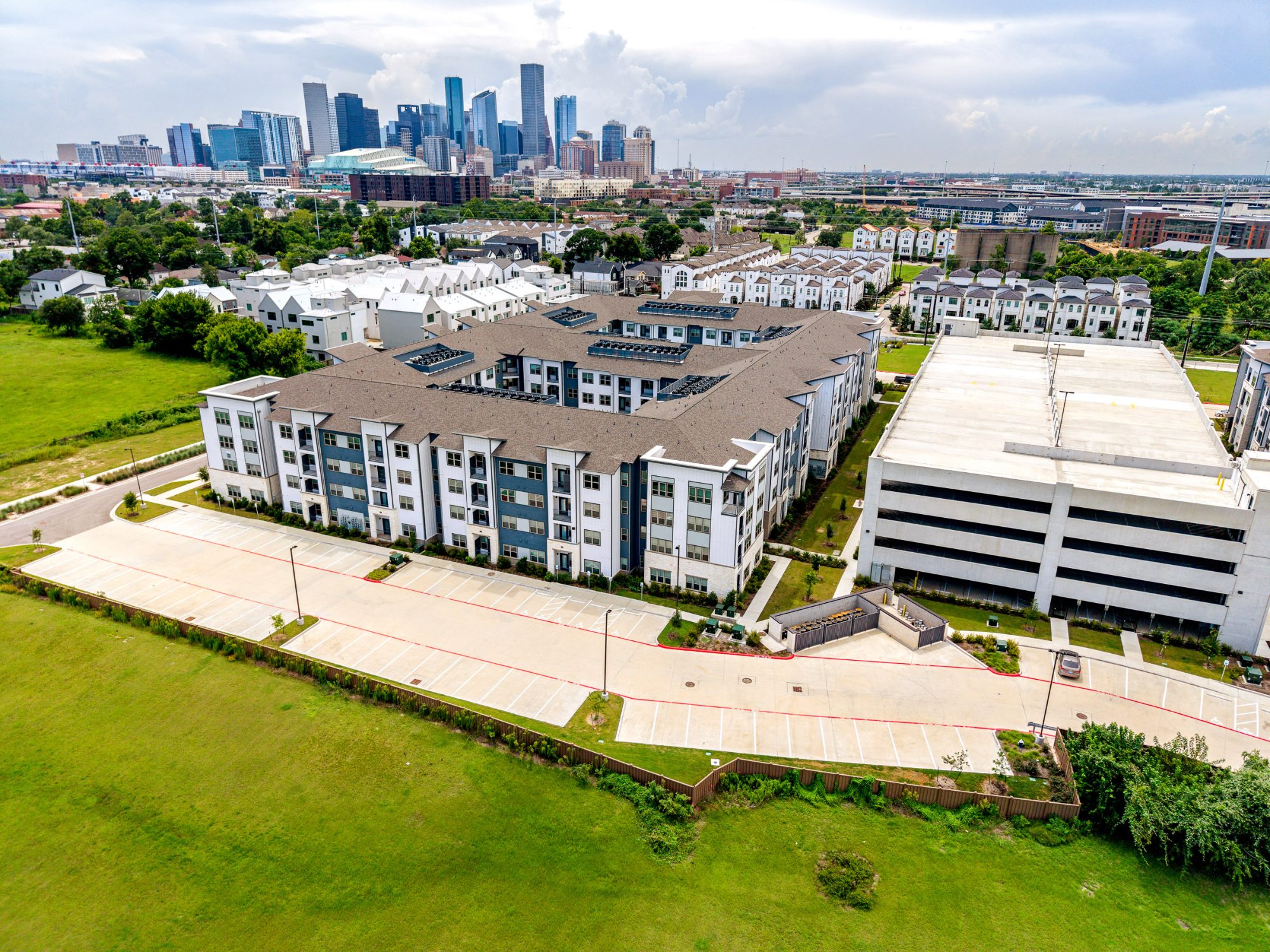 Aerial drone photograph of a Houston property
