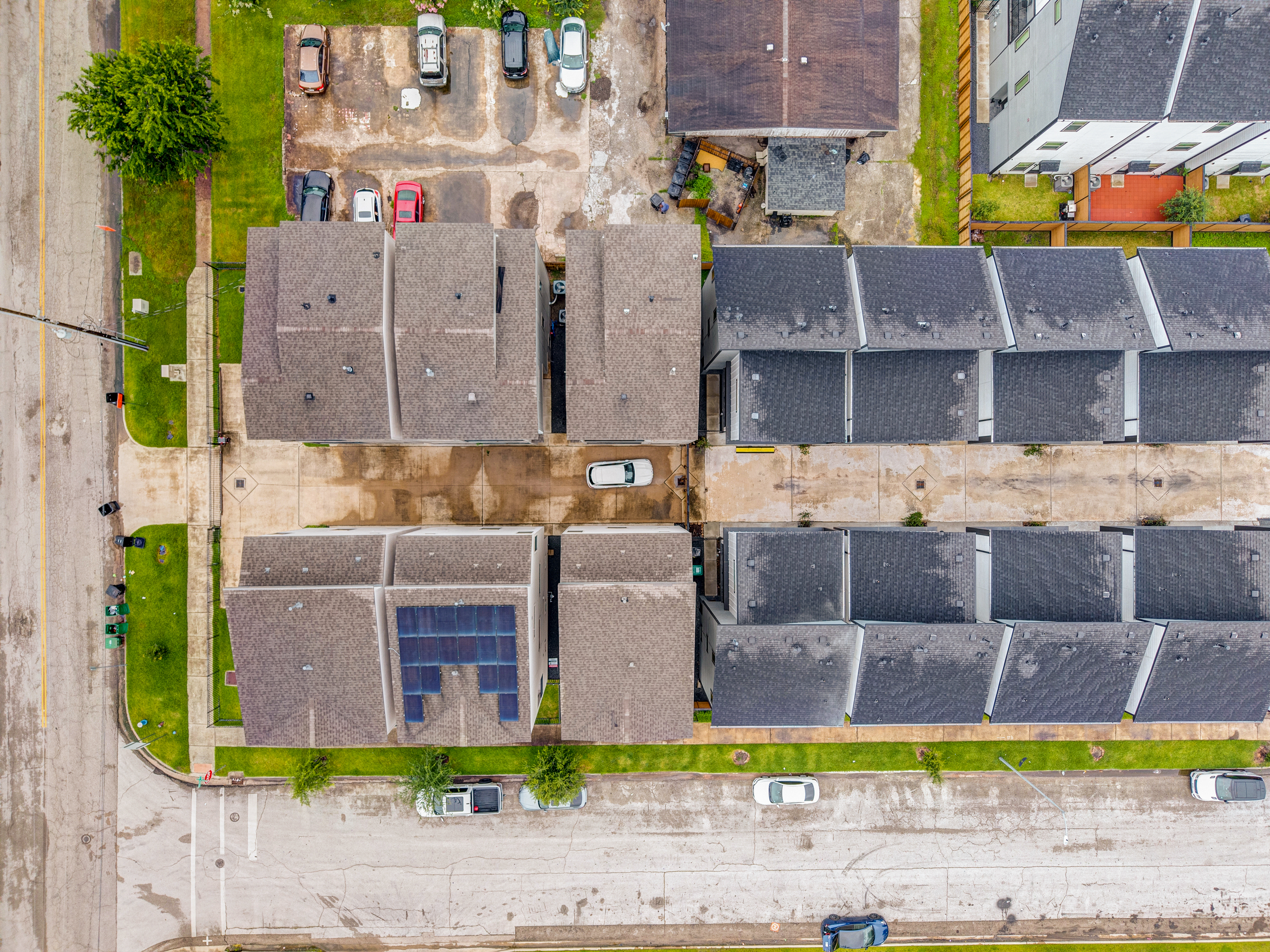 Aerial photograph of a Houston shopping center with Dave and Buster's