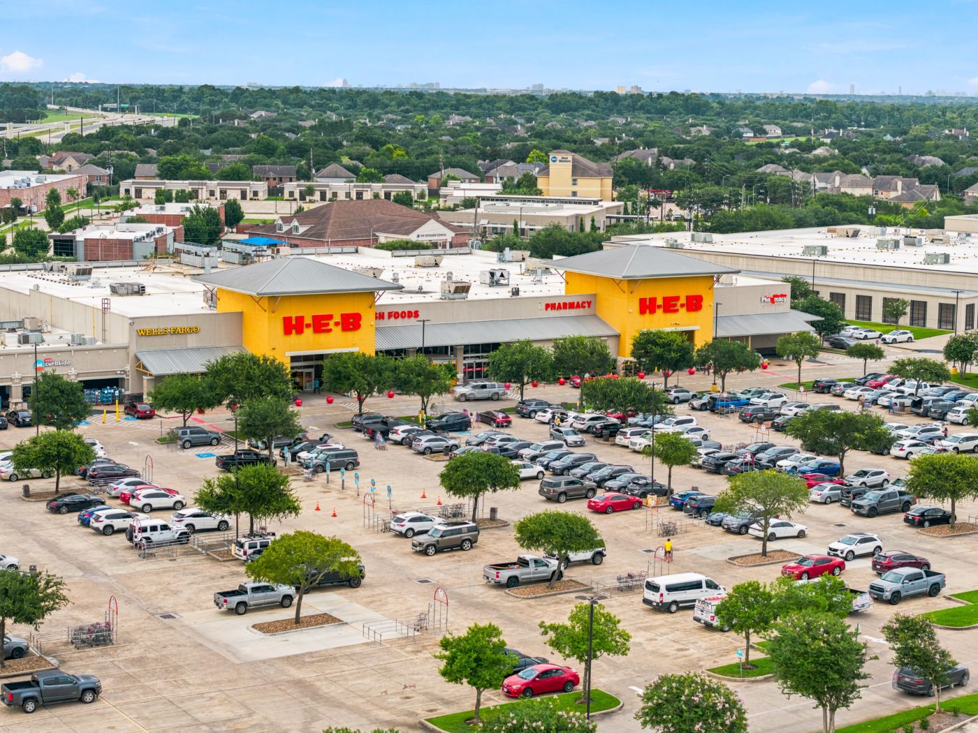 Aerial drone photograph of a Houston property