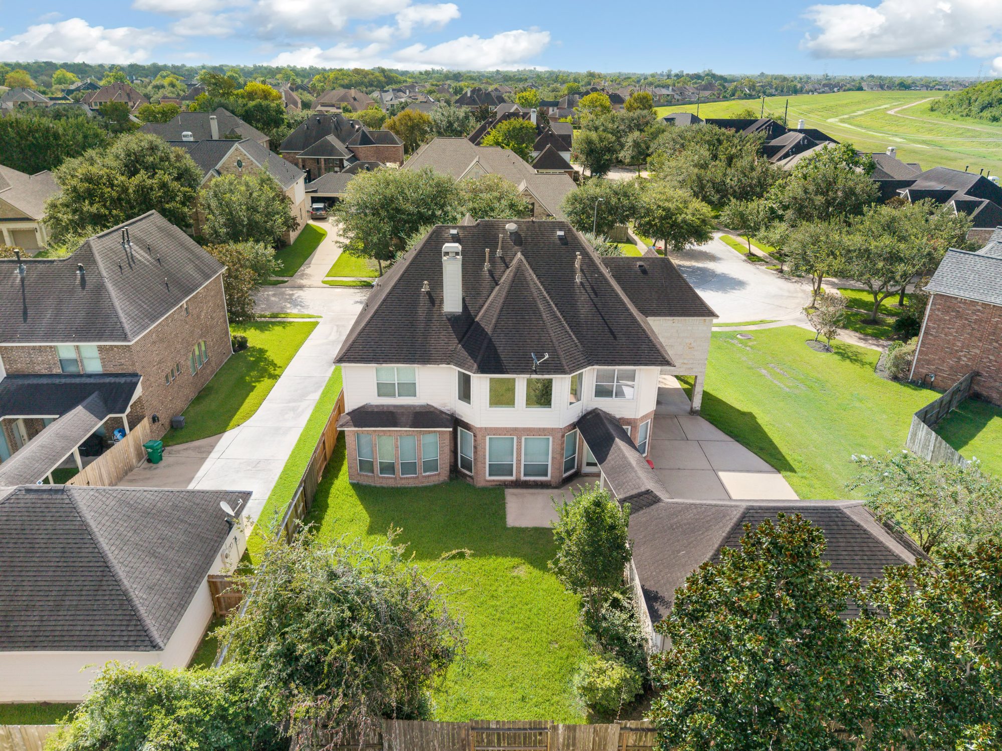 Aerial drone photograph of a Houston property